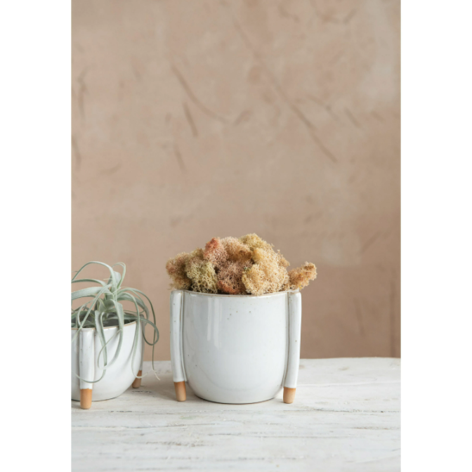 3" Stoneware Footed Planter