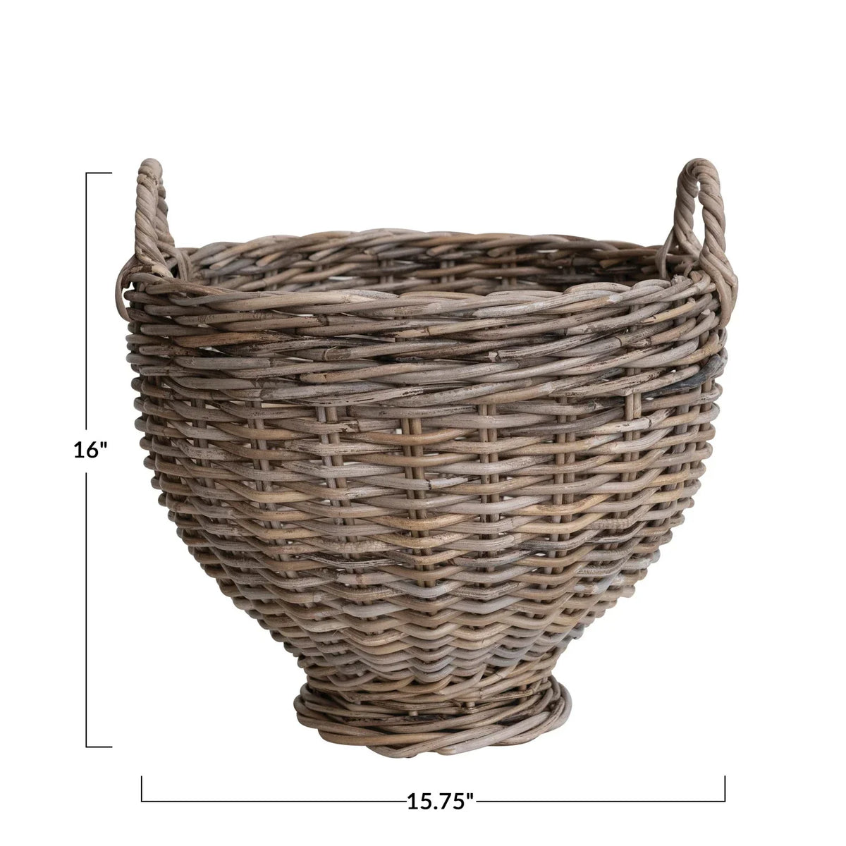 Rattan Footed Basket w/ Handles