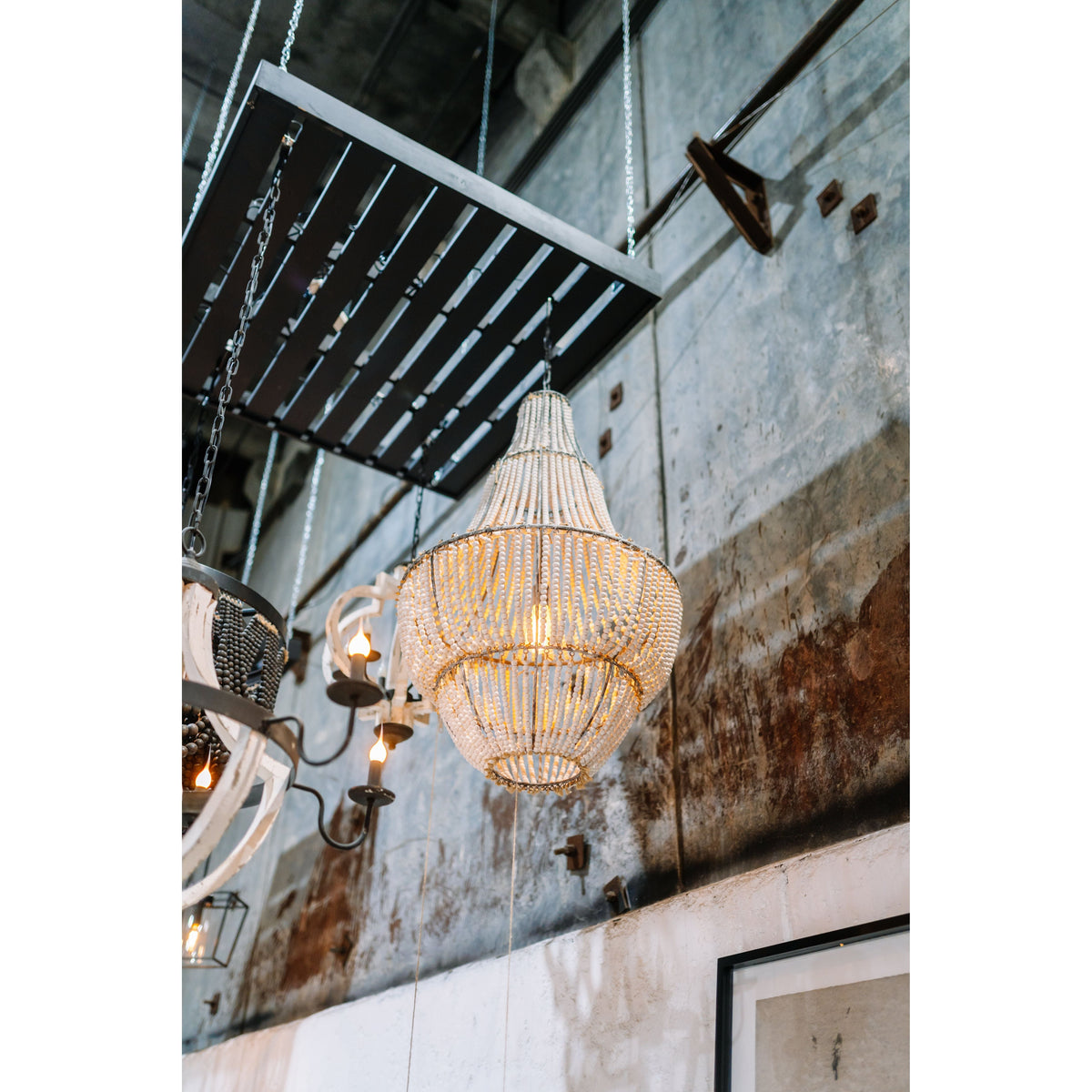 White Bead Chandelier