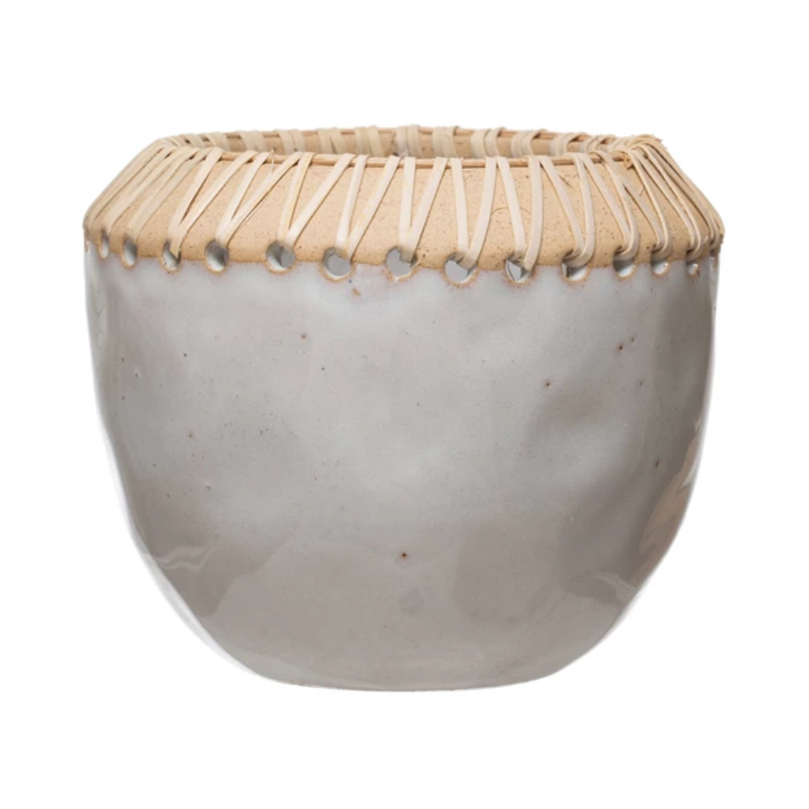 SM Stoneware Planter with Stitching