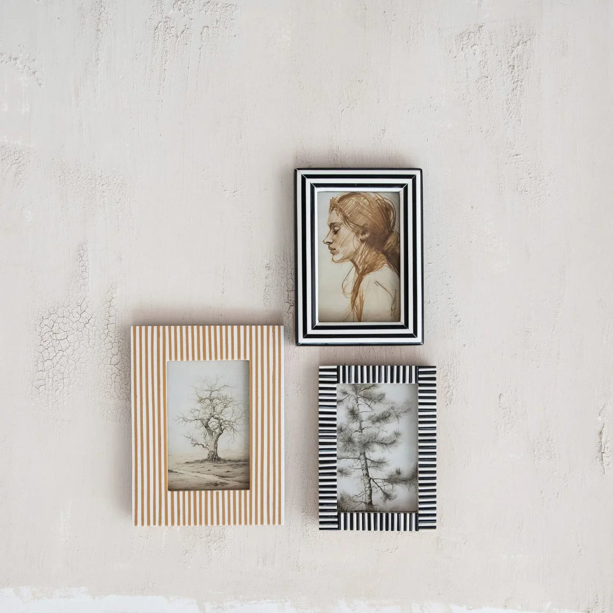 Striped Photo Frame, Black & White