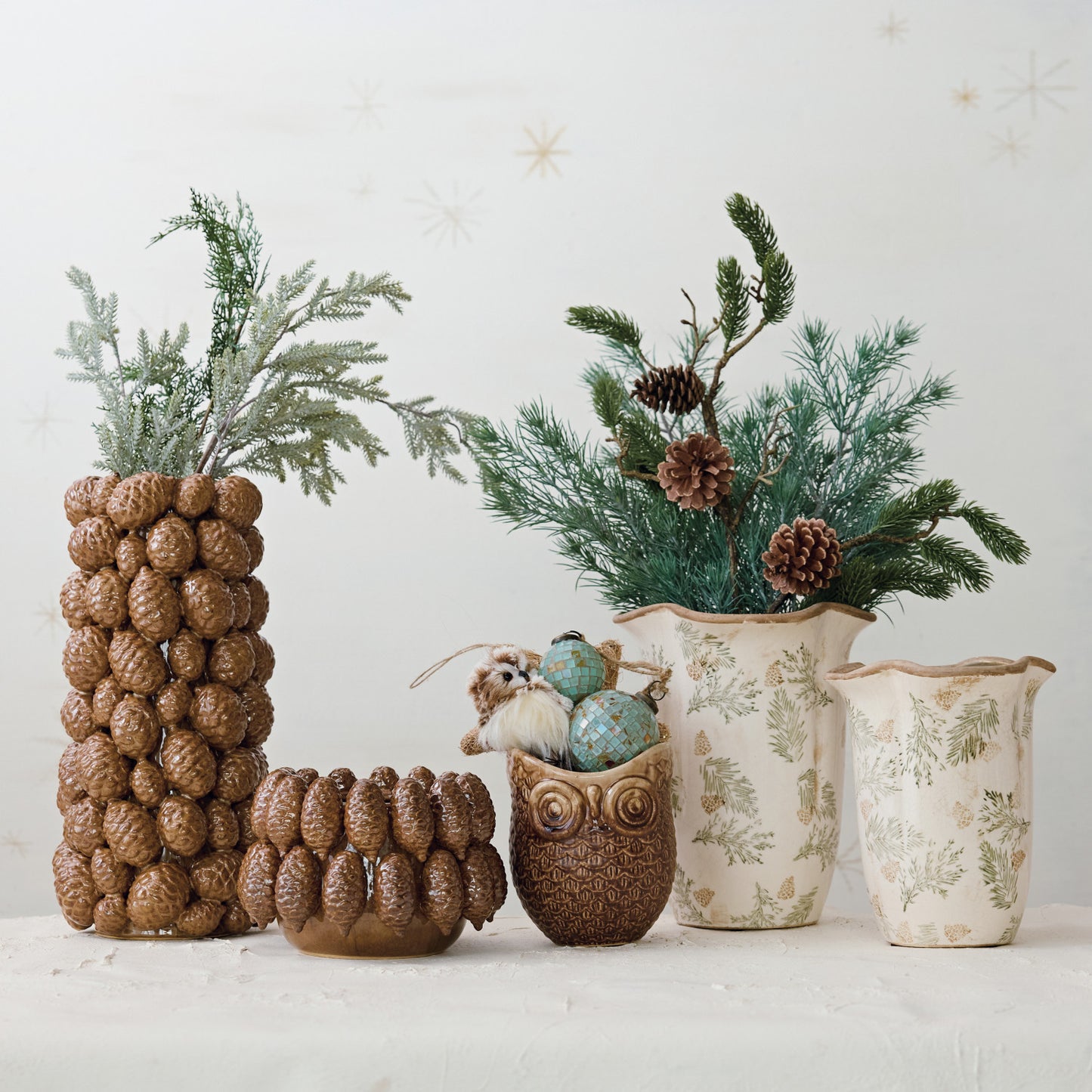 11" Scalloped Stoneware Vase