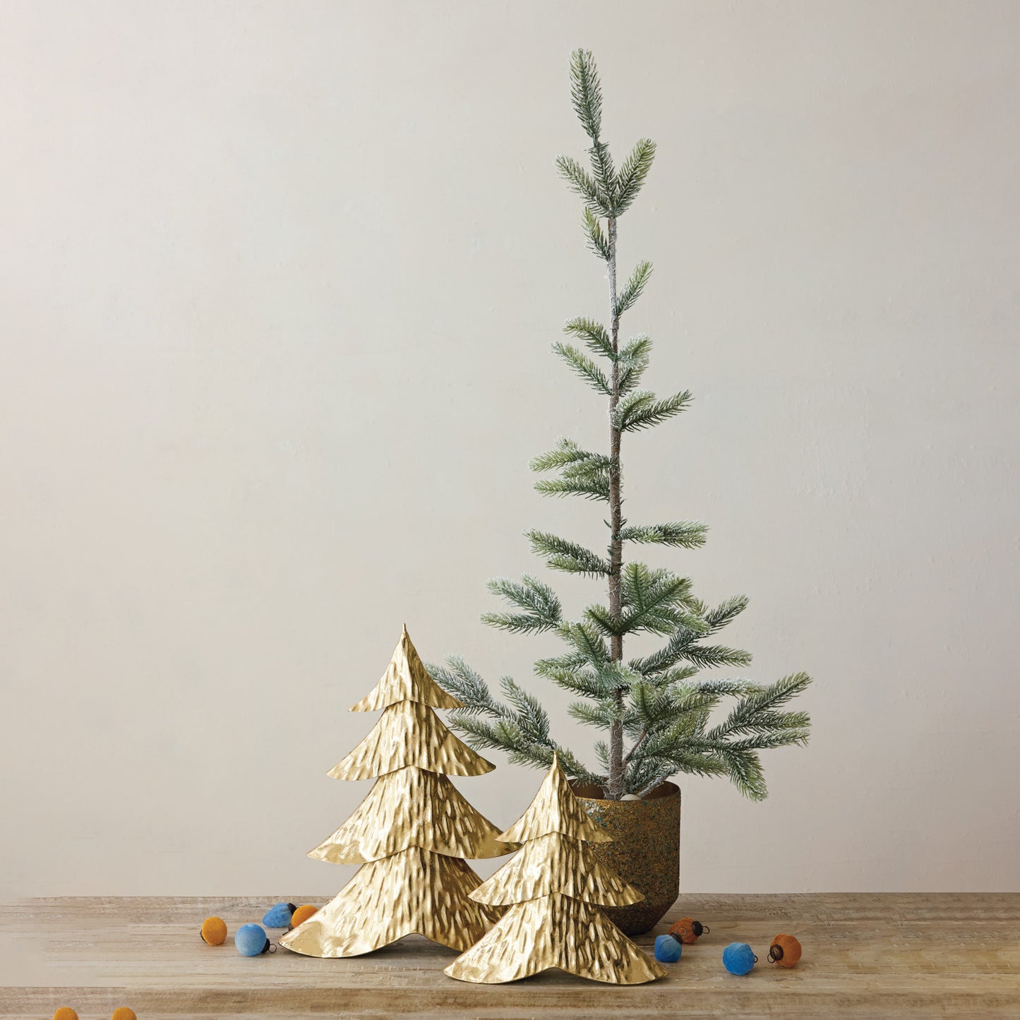 14" Hammered Metal Tree, Gold