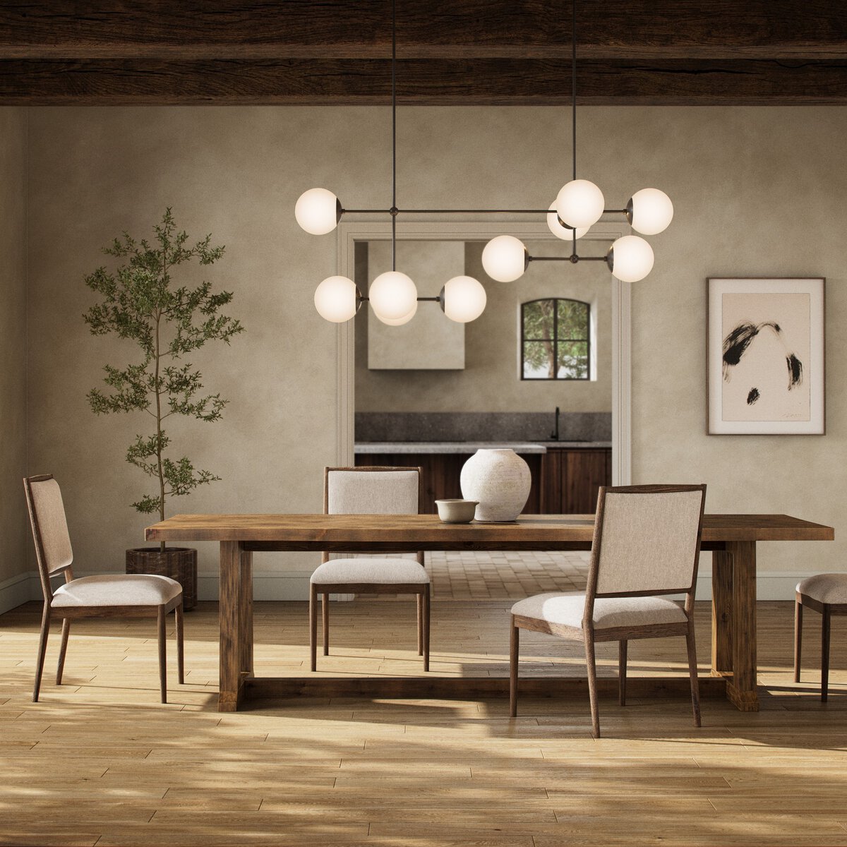 Otto 110" Dining Table, Waxed Pine