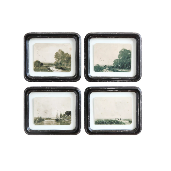 Framed Antiqued Landscape