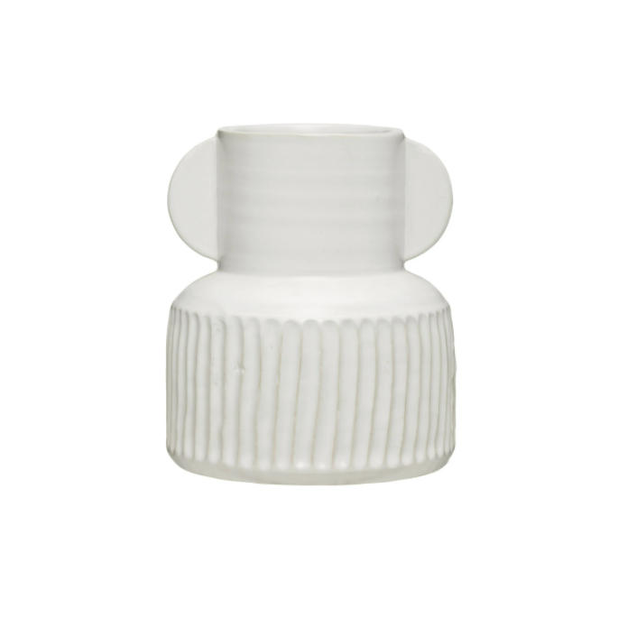6" Stoneware Pleated Vase