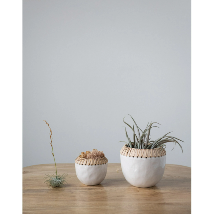 Pot w/ Rattan Stitching, Clearance
