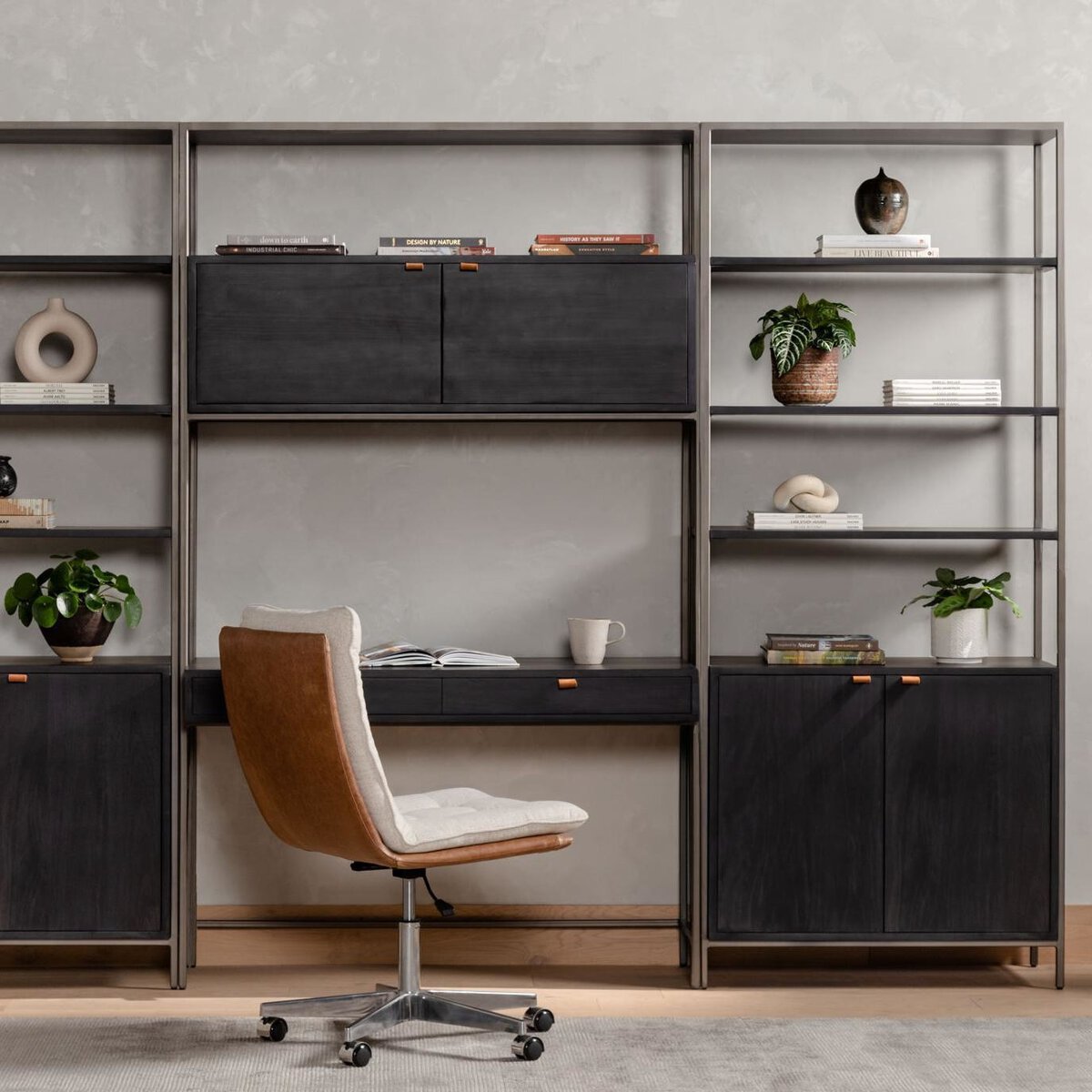 Tatum Modular Wall Desk With 2 Bookcases