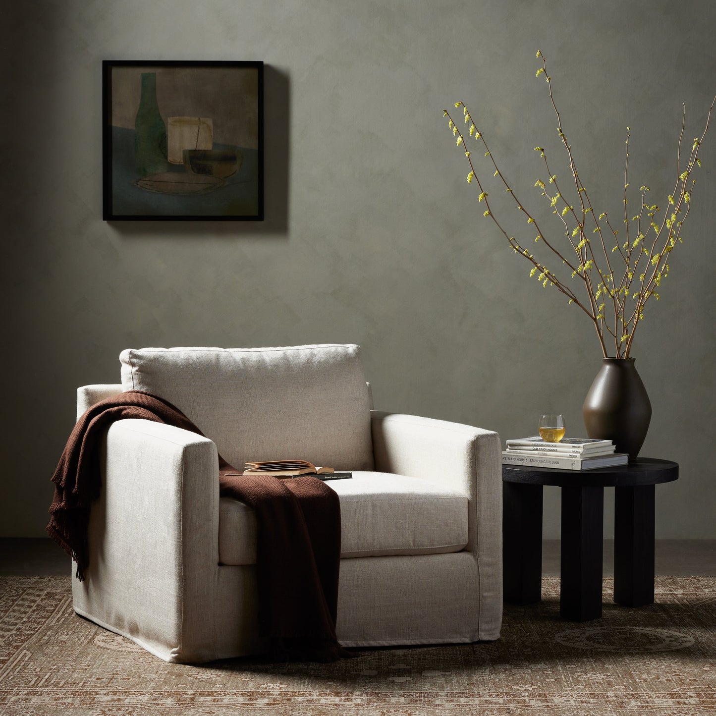 Homer Slipcover Swivel Chair
