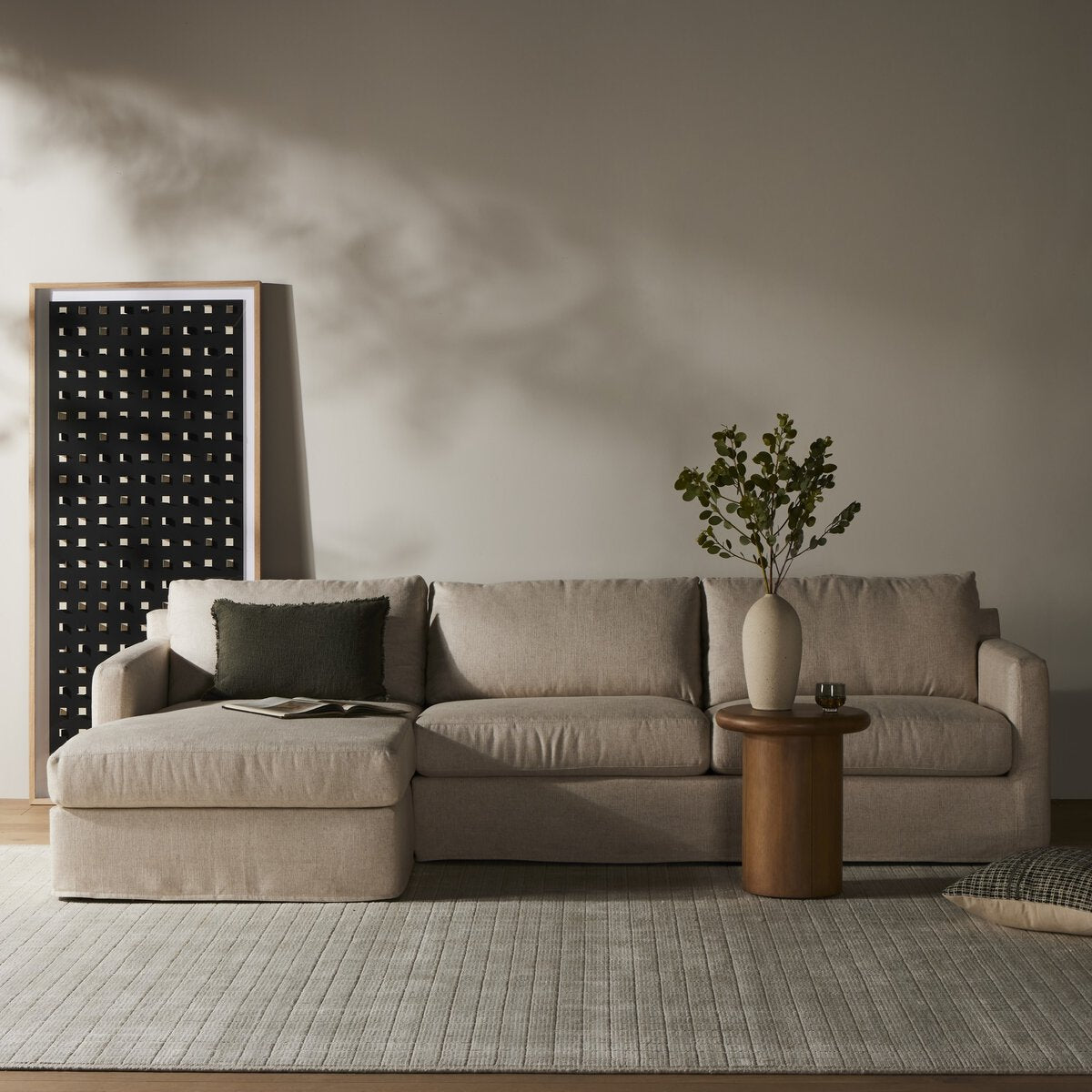 Hampton 113" Left Sectional, Performance Cream