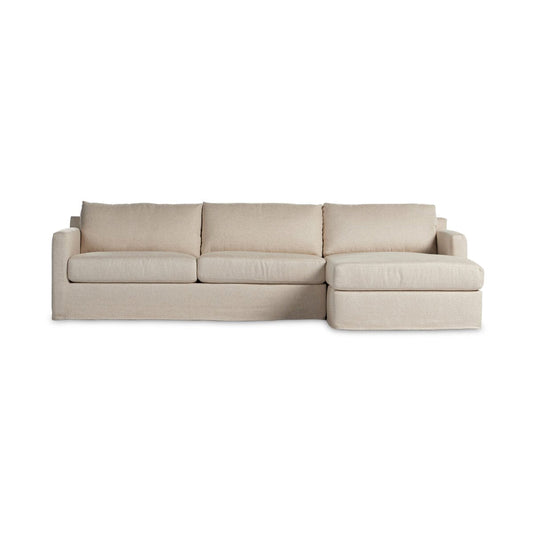 Hampton 113" Sectional, Performance Cream