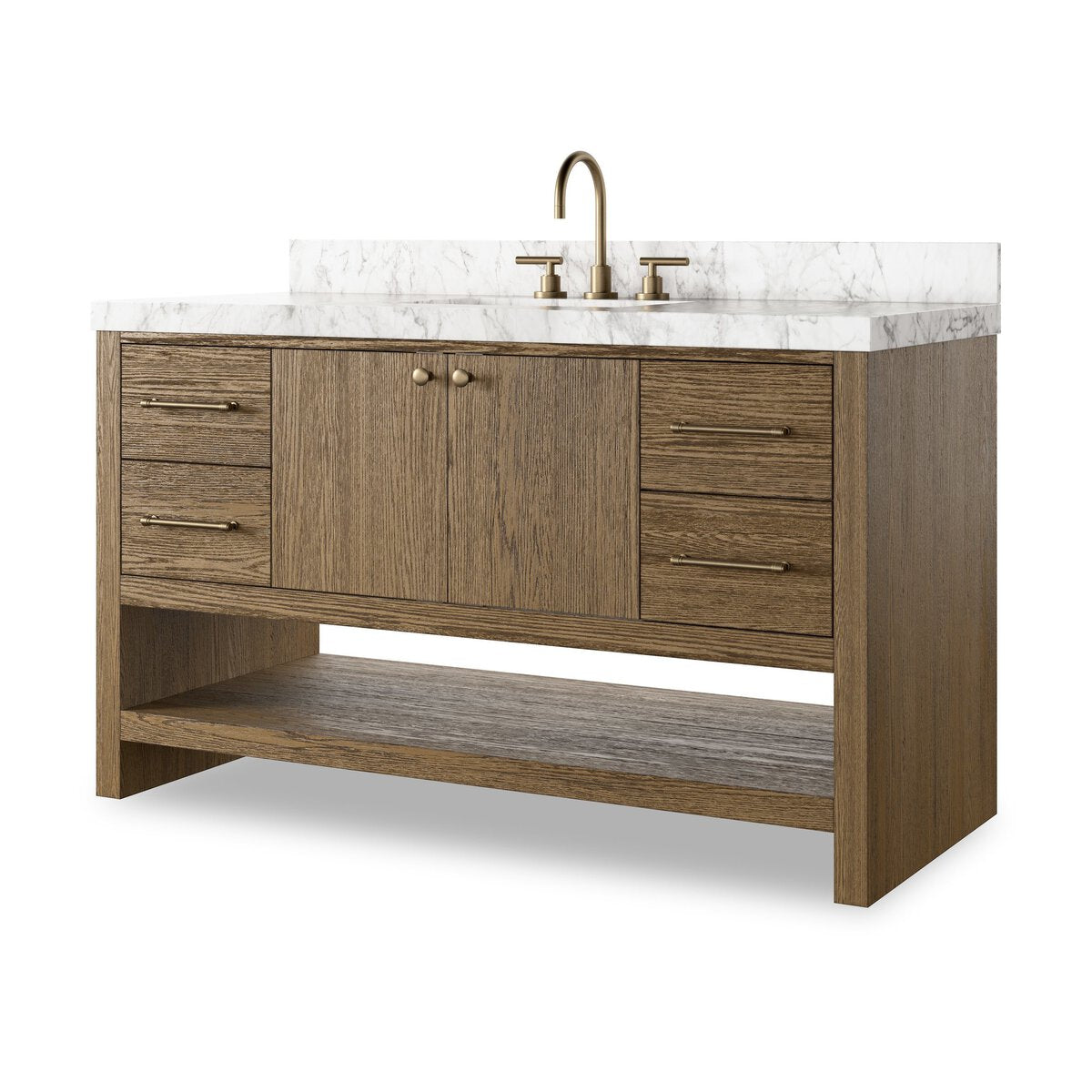 Aethelred Single Wide Vanity - Black Wash Oak Veneer