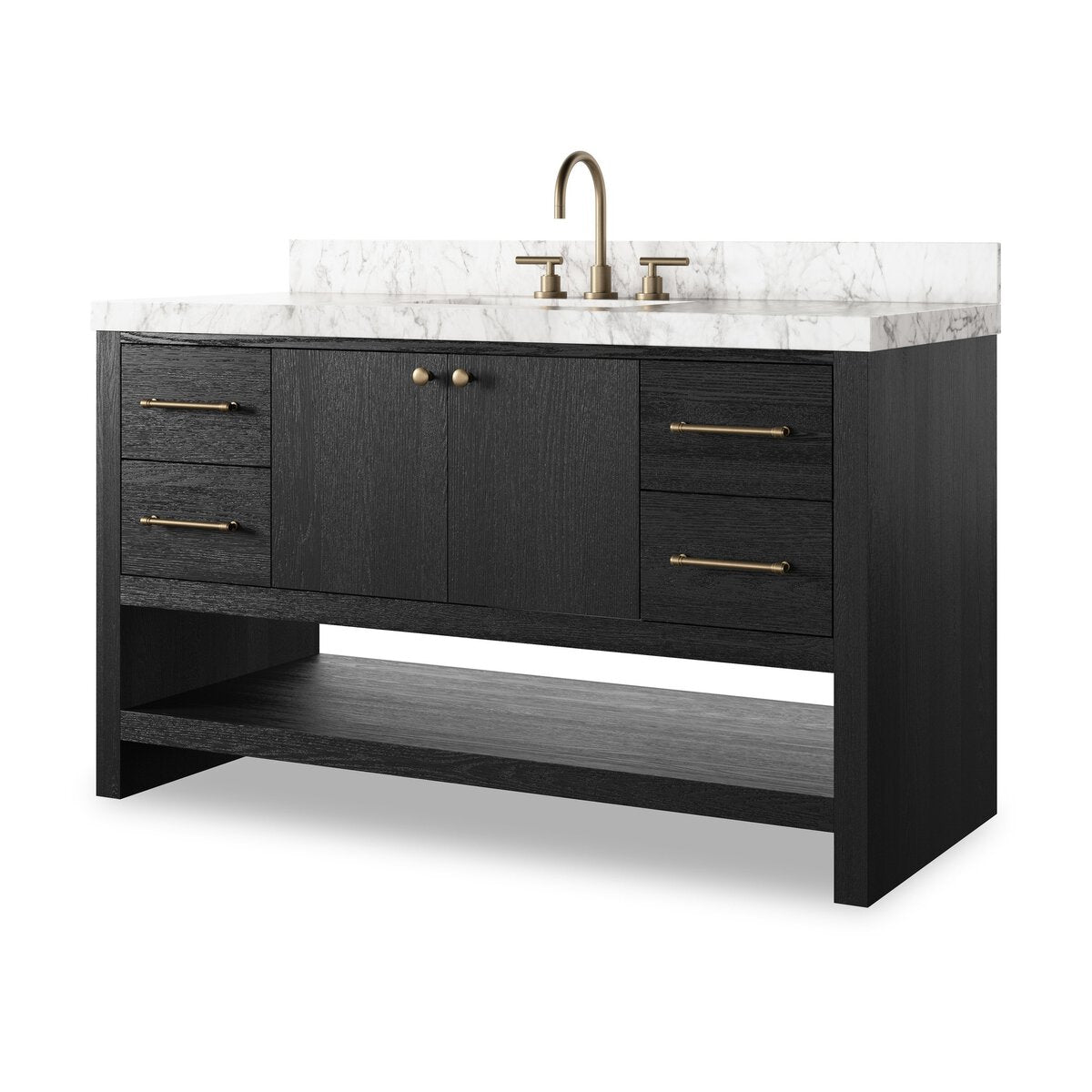 Aethelred Single Wide Vanity - Black Wash Oak Veneer