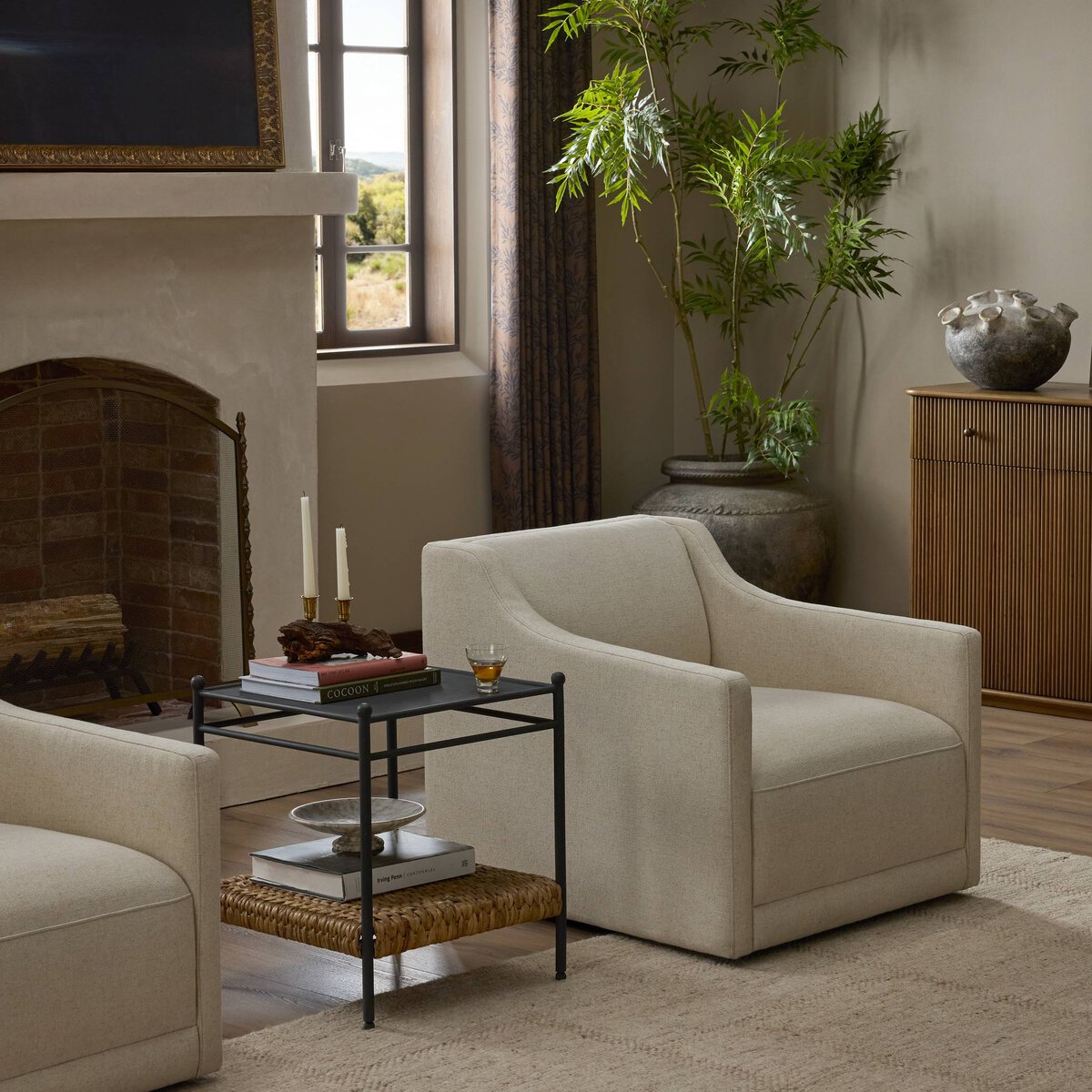 Gianna Swivel Chair, Performance Antwerp Natural
