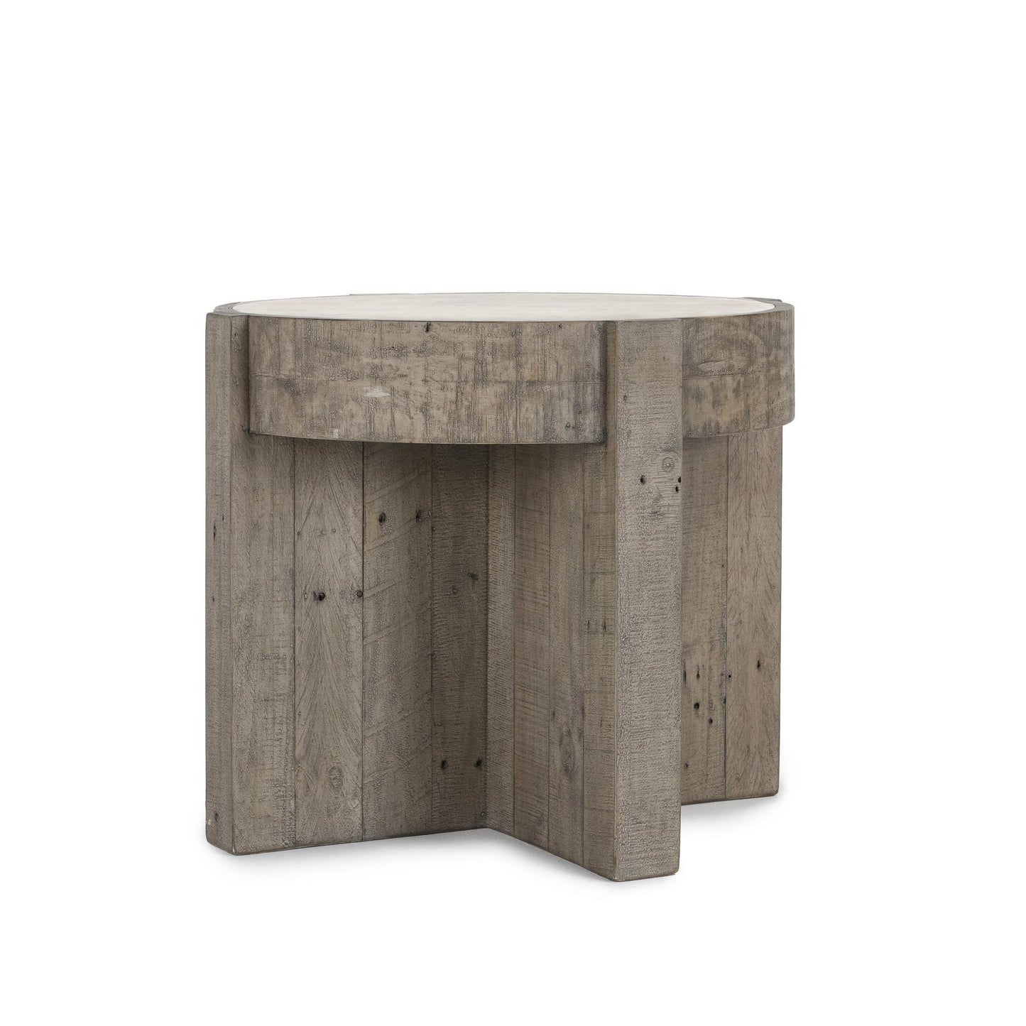 Sonoma 26" Round End Table Antique White/Distressed Gray
