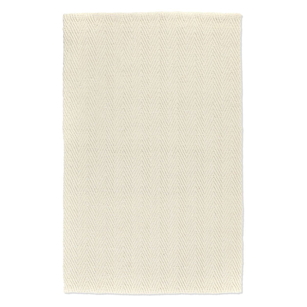 5x8 Herringbone Wool Rug, Ivory