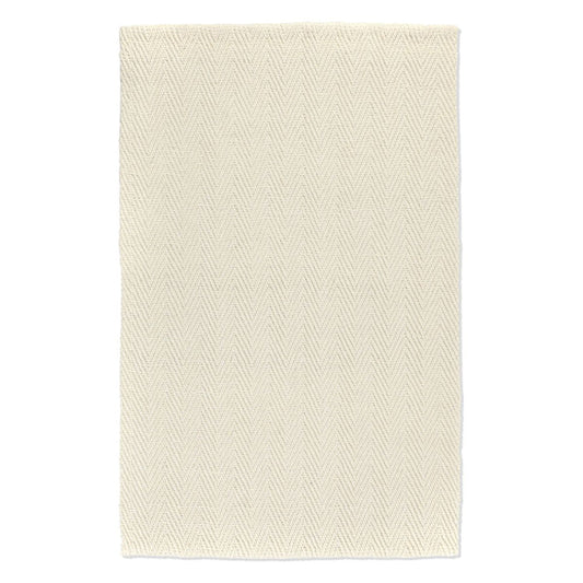 5x8 Herringbone Wool Rug, Ivory