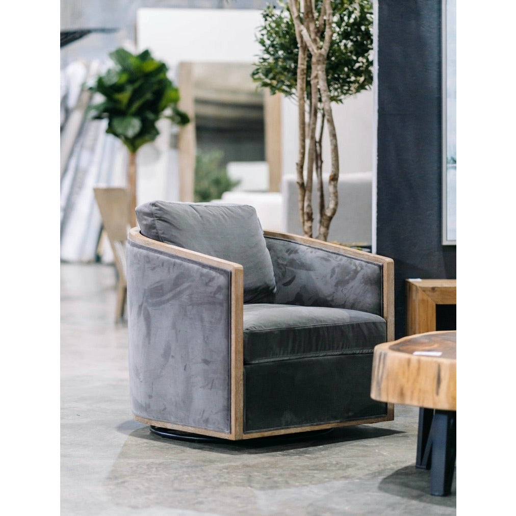 Lindsey Swivel Chair, Gray Velvet