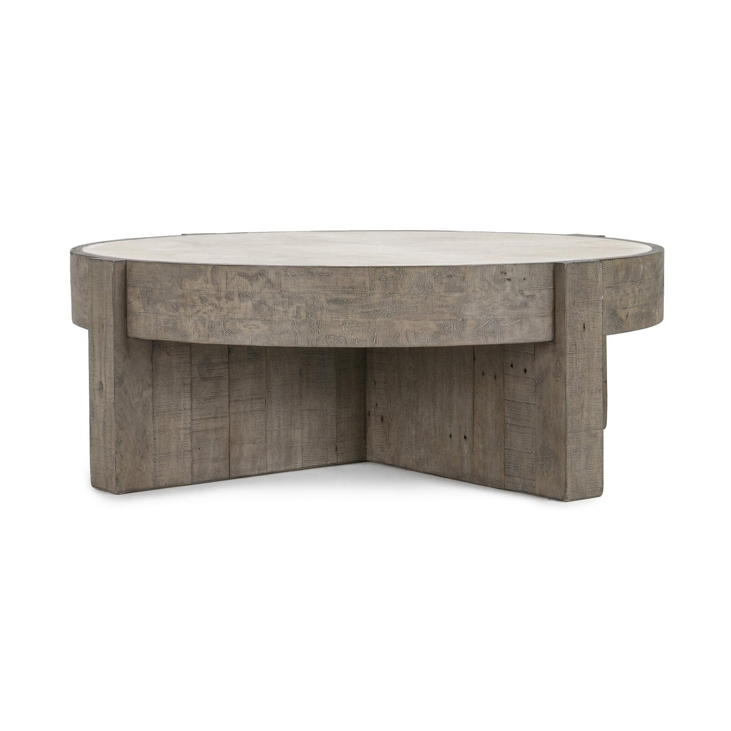 Sigeric 52" Round Coffee Table Antique White/Distressed Gray