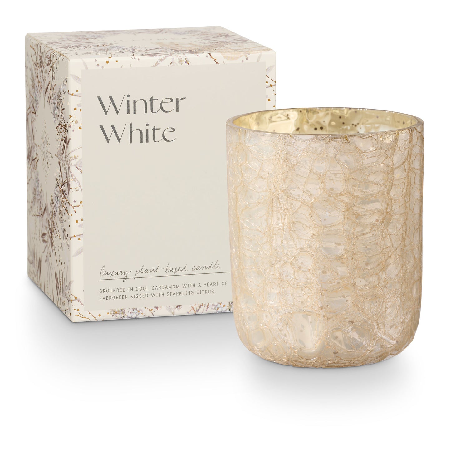 SM Winter White Crackle Glass Candle