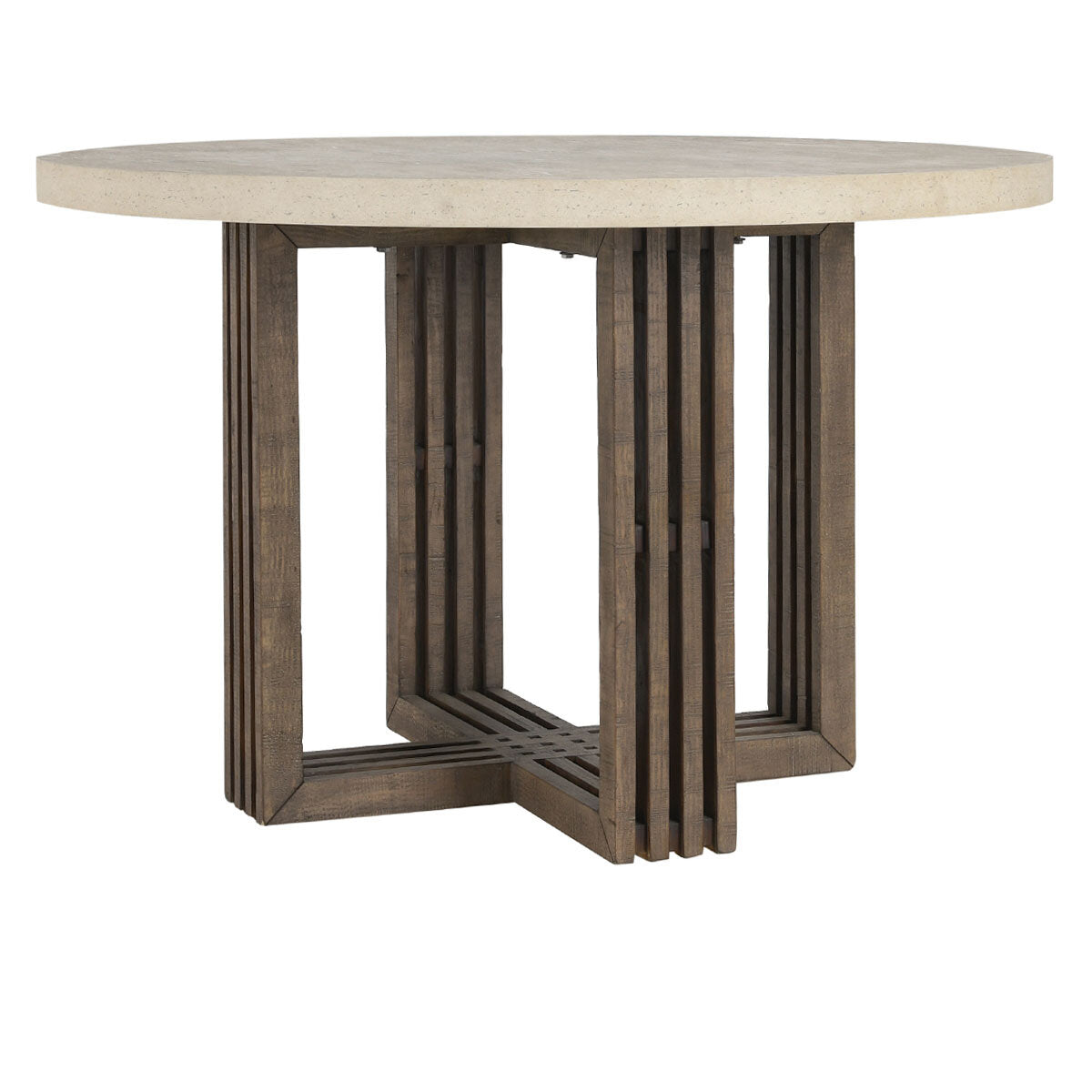 Aethelred 47" Round Dining Table Distressed Brown/Weathered Chalk