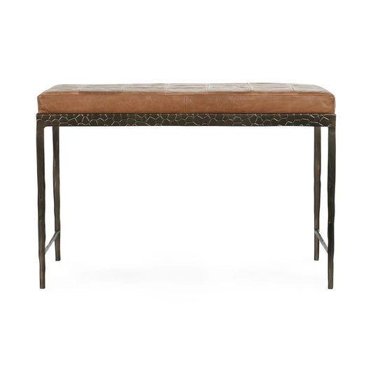Mal Leather Bench, Chestnut