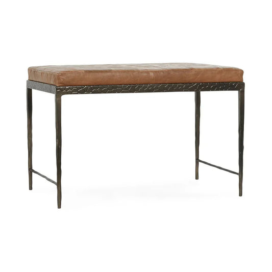 Mal Leather Bench, Chestnut