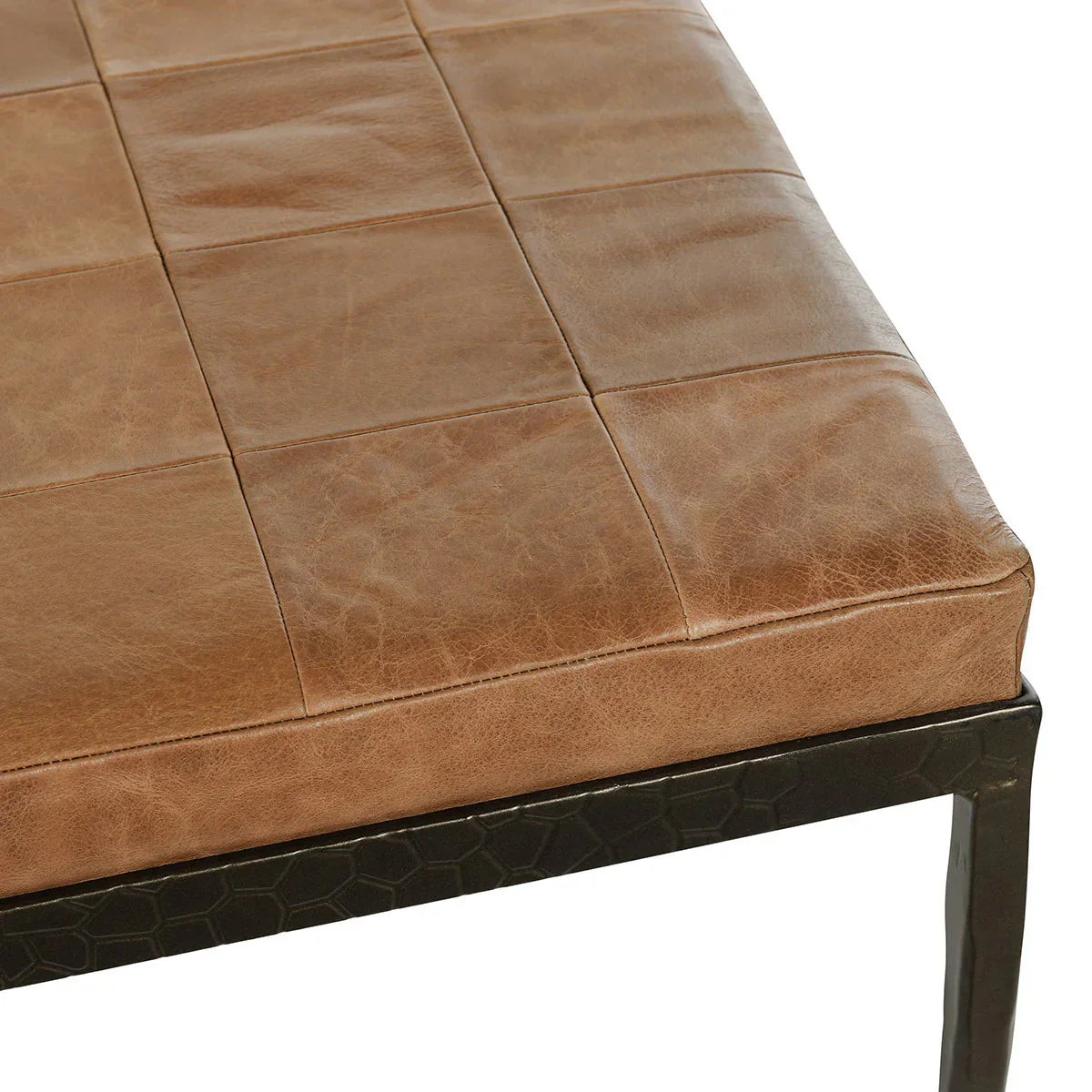 Mal Leather Bench, Chestnut