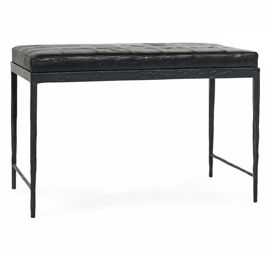 Mal Leather Bench, Black