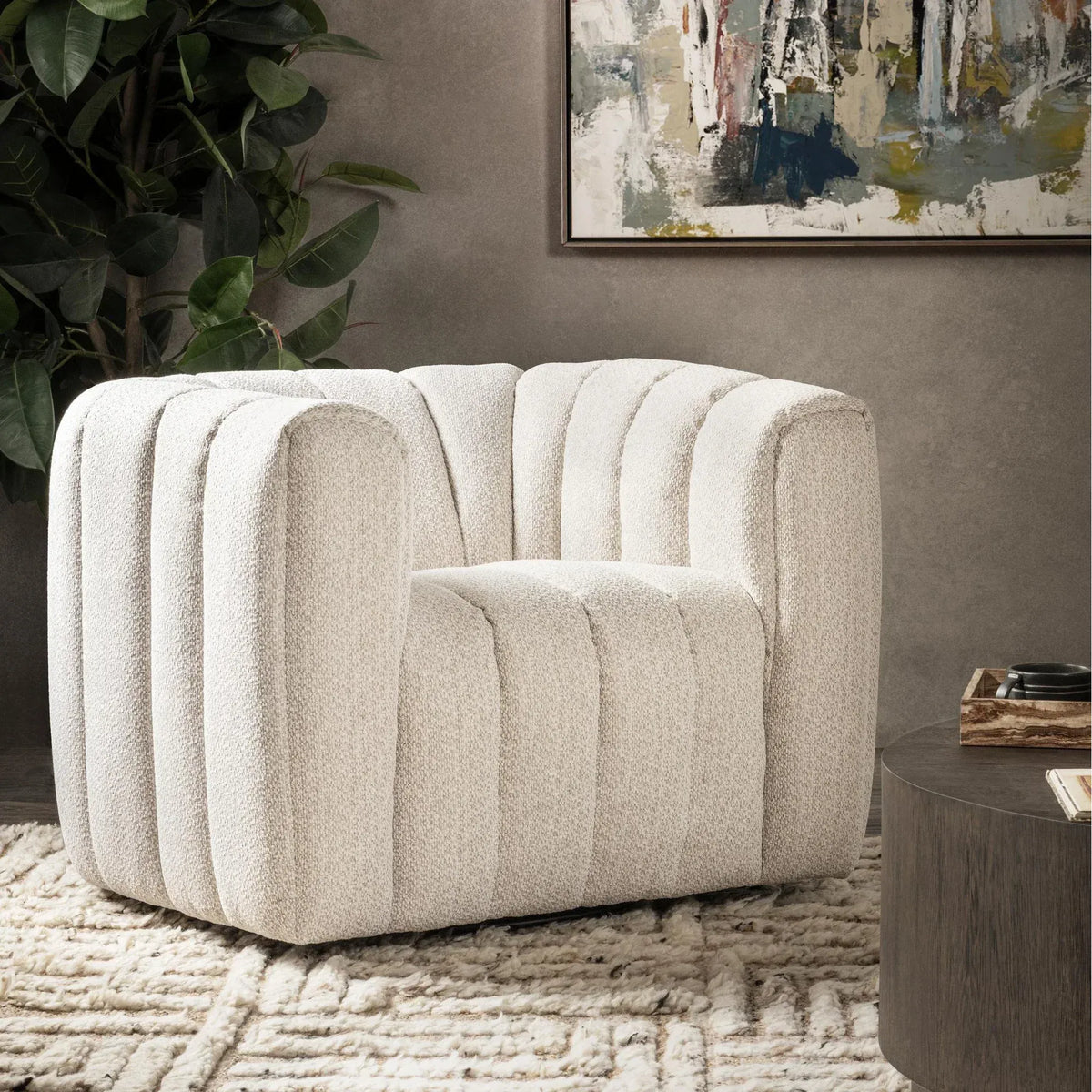 Lexa Swivel Chair, Cream