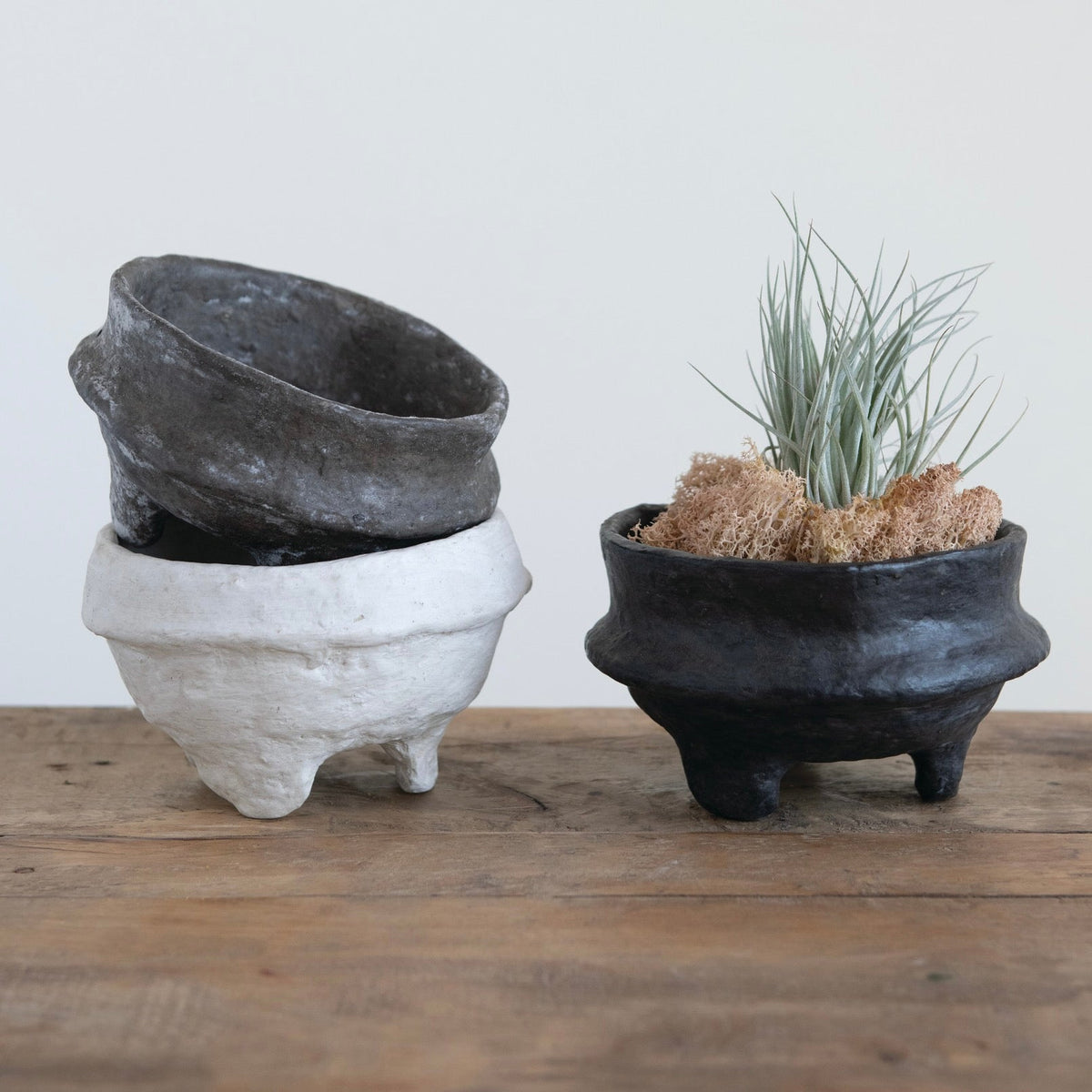 Paper Mache Footed Bowl