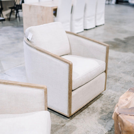 Lindsey Swivel Chair, Sand Performance