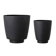 12" Round Metal Planter, Black