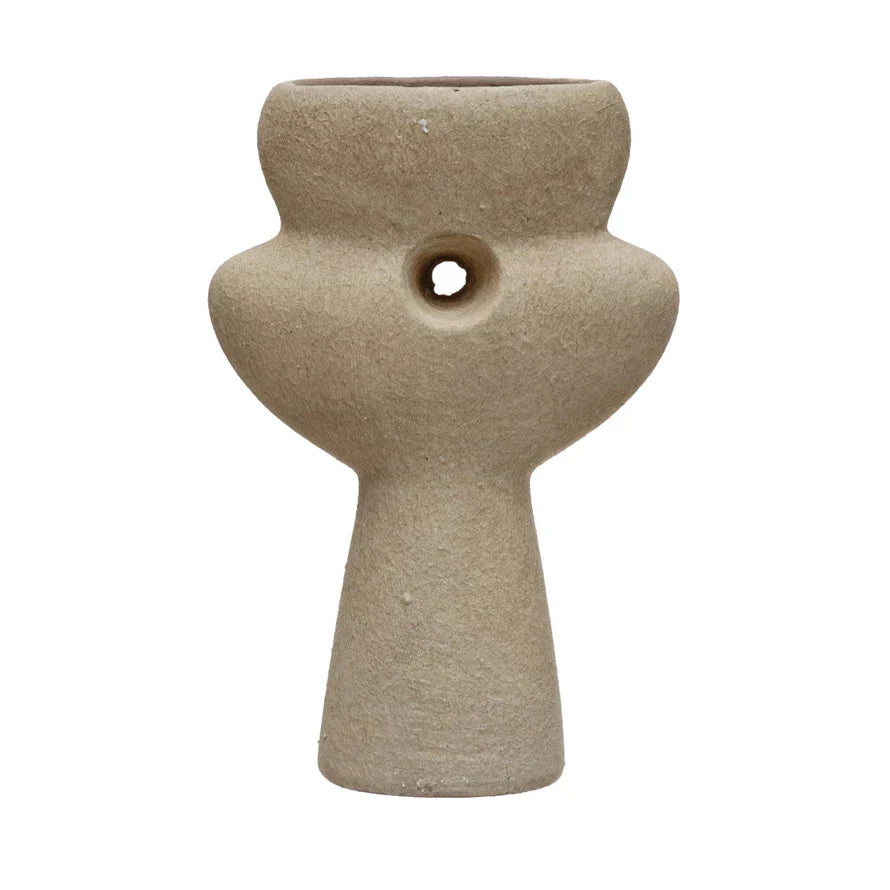 6" Beige Sculptural Vase