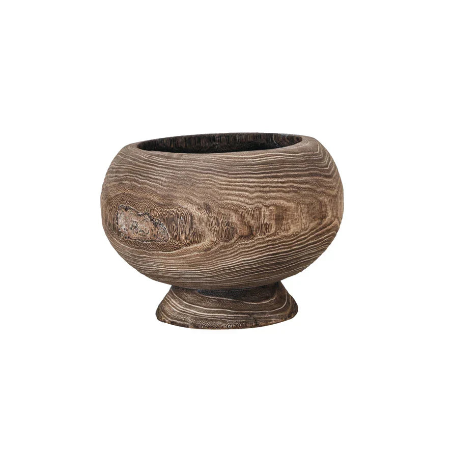 Stained Round Wood Planter