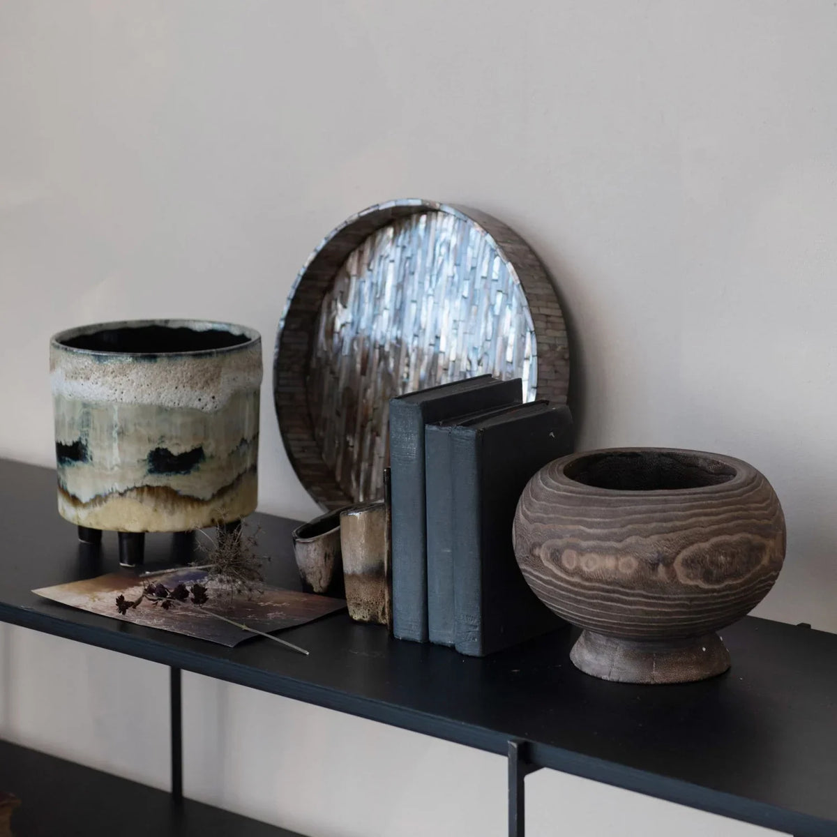 Stained Round Wood Planter