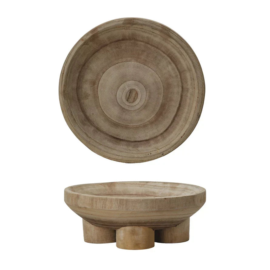 Footed Paulownia Bowl