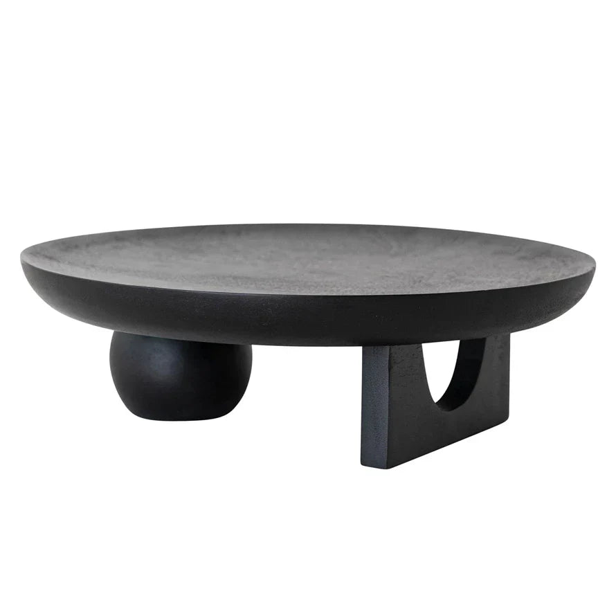 Wood Footed Tray, Black