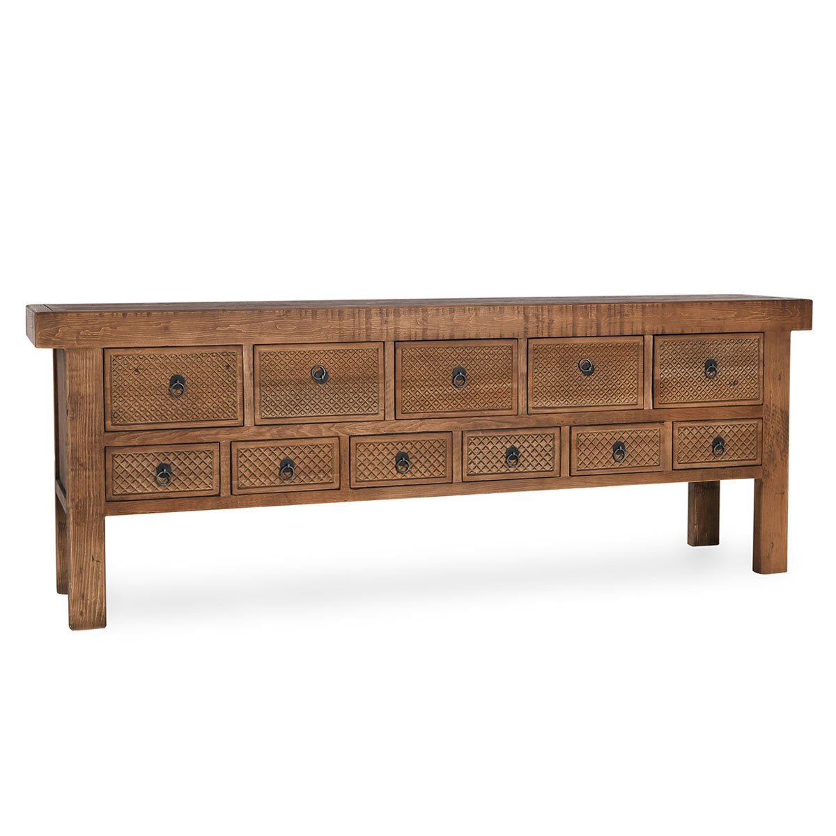 Leofwin 11 Drawer Console Table Antique Black
