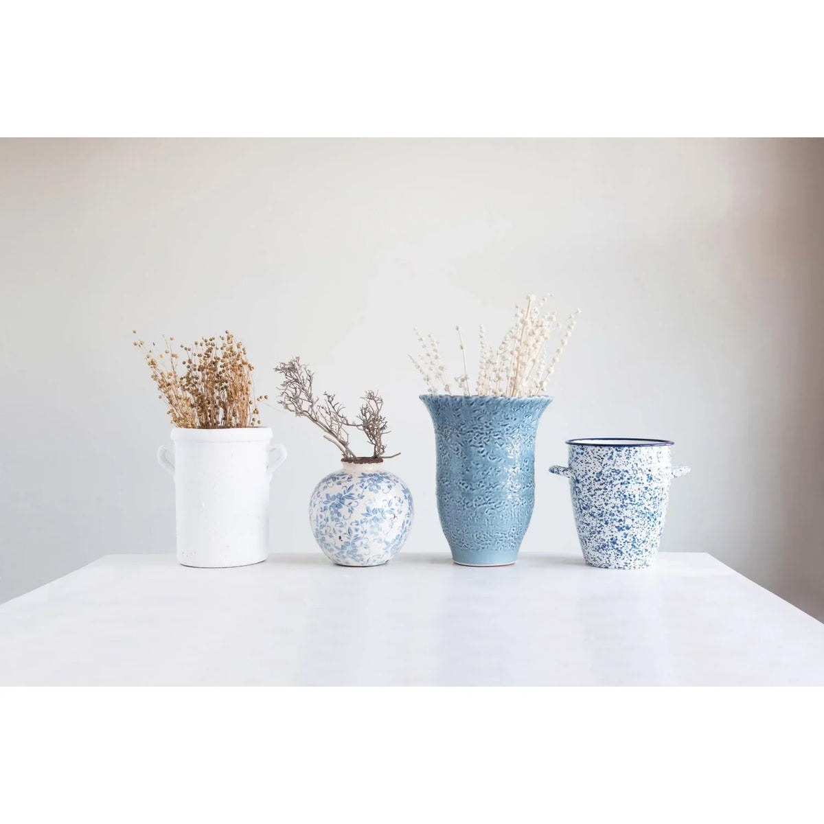 8" Blue Patterned Vase