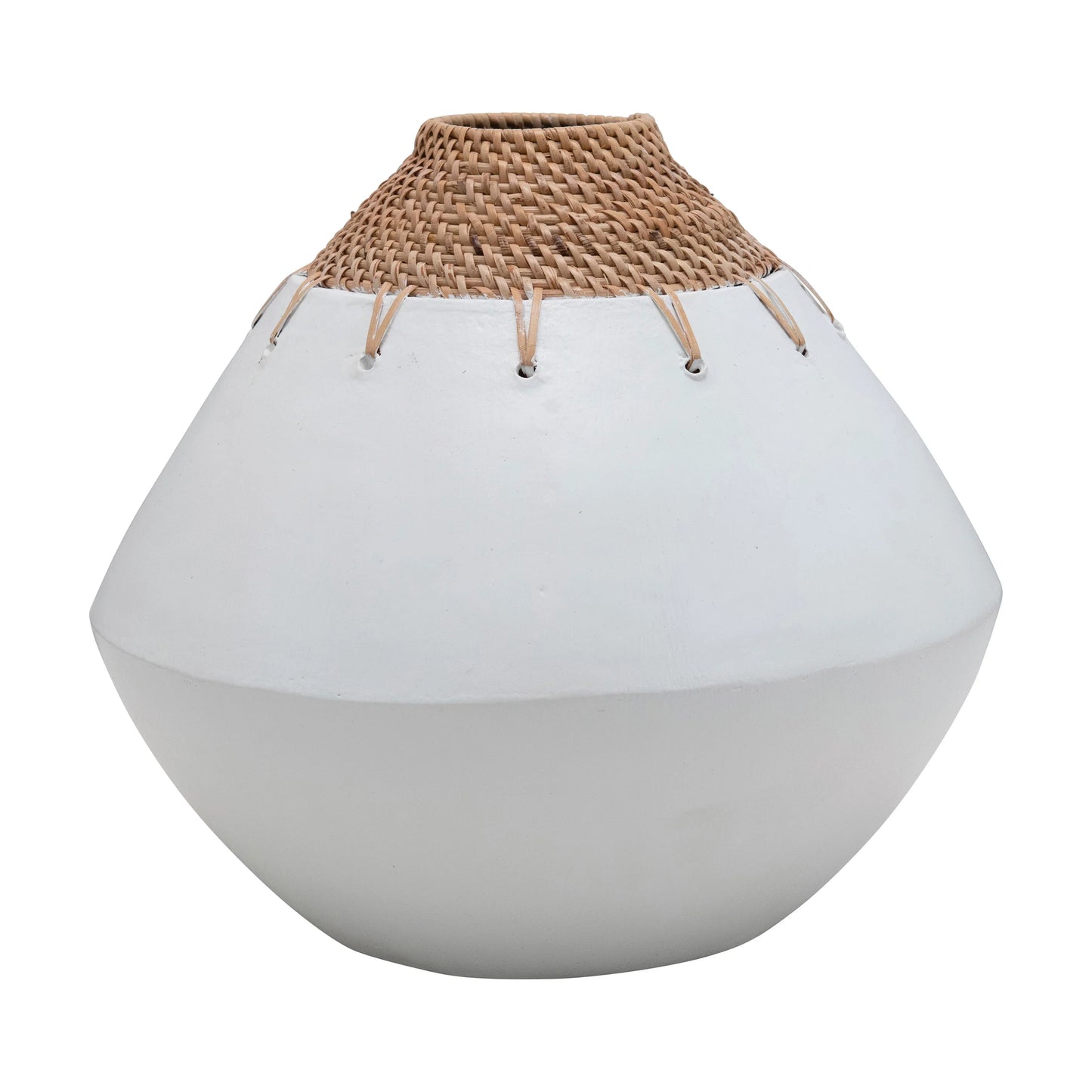 Terracotta Vase w/ Rattan Top