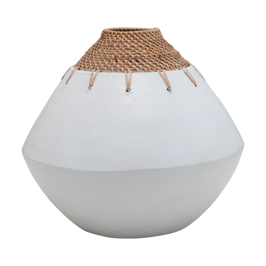 Terracotta Vase w/ Rattan Top