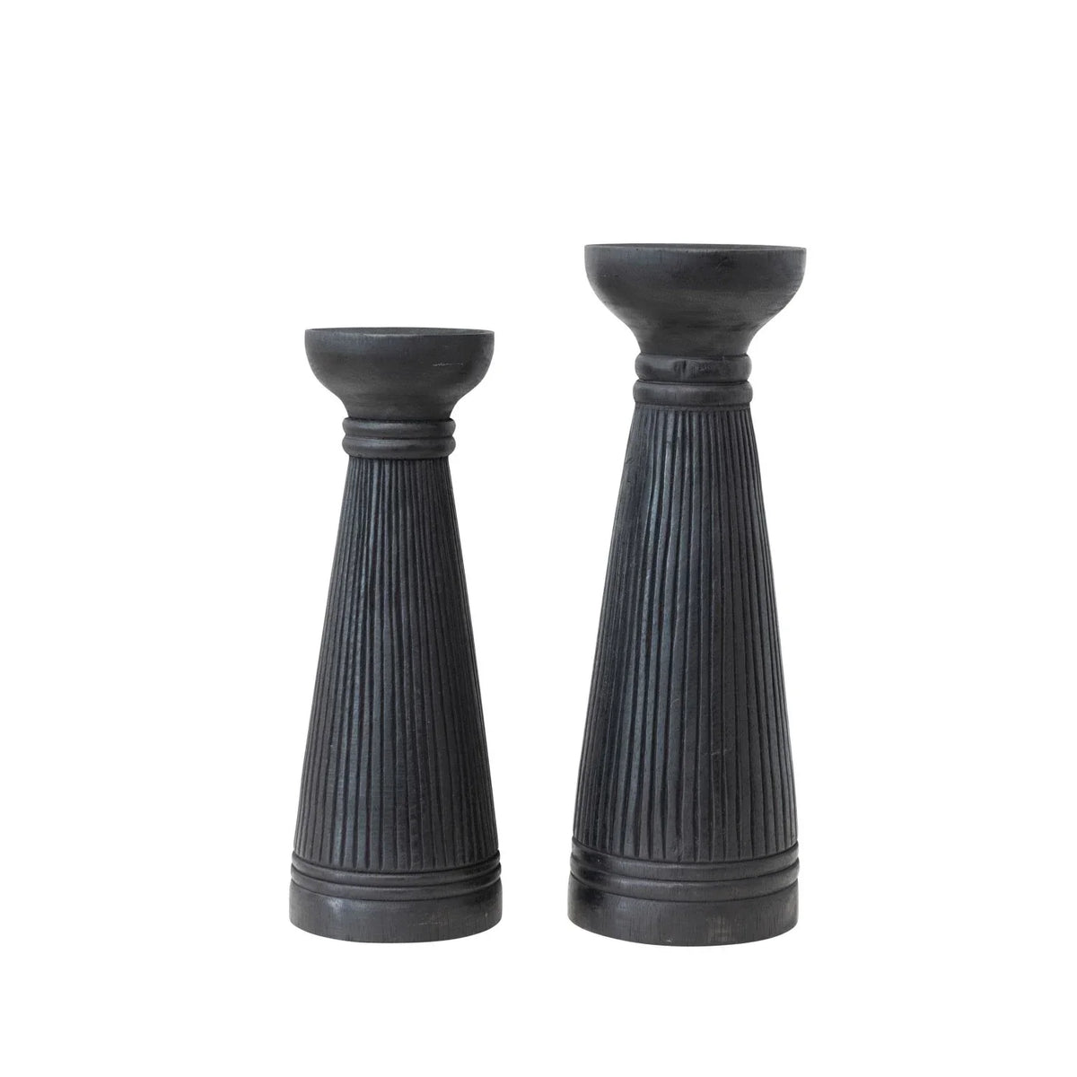 LG Ribbed Candle Holder, Black