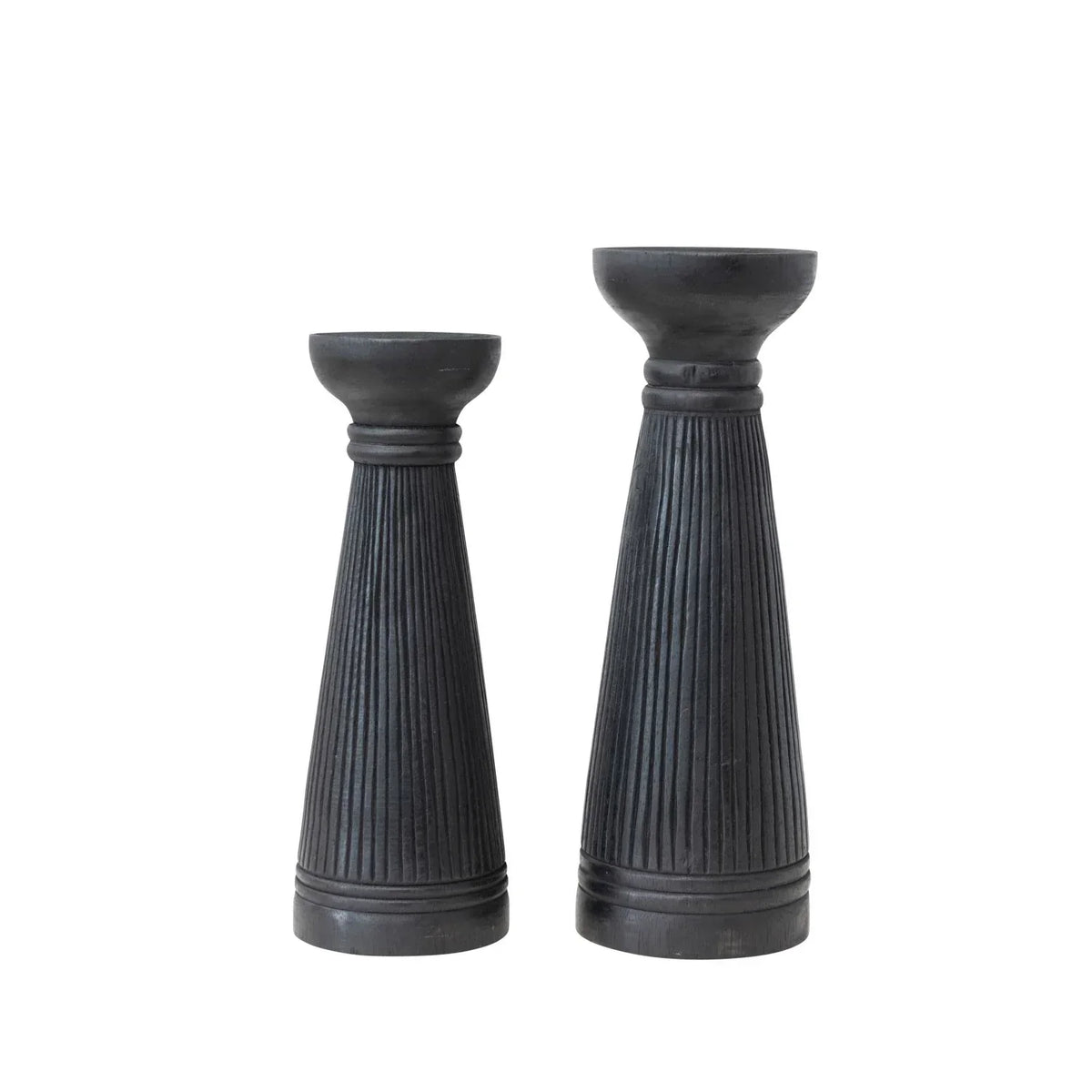 SM Ribbed Candle Holder, Black