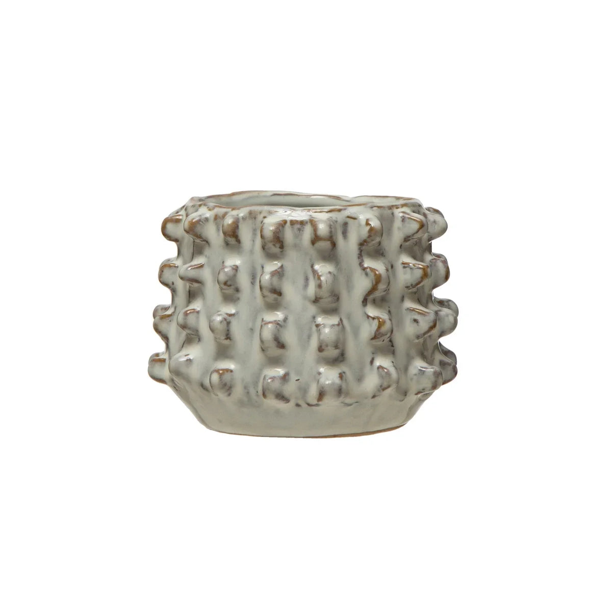 SM Stoneware Spiked Planter, White