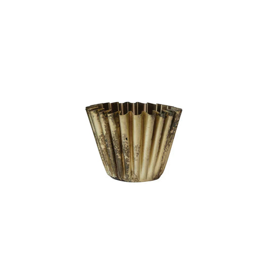 6" Fluted Brass Planter