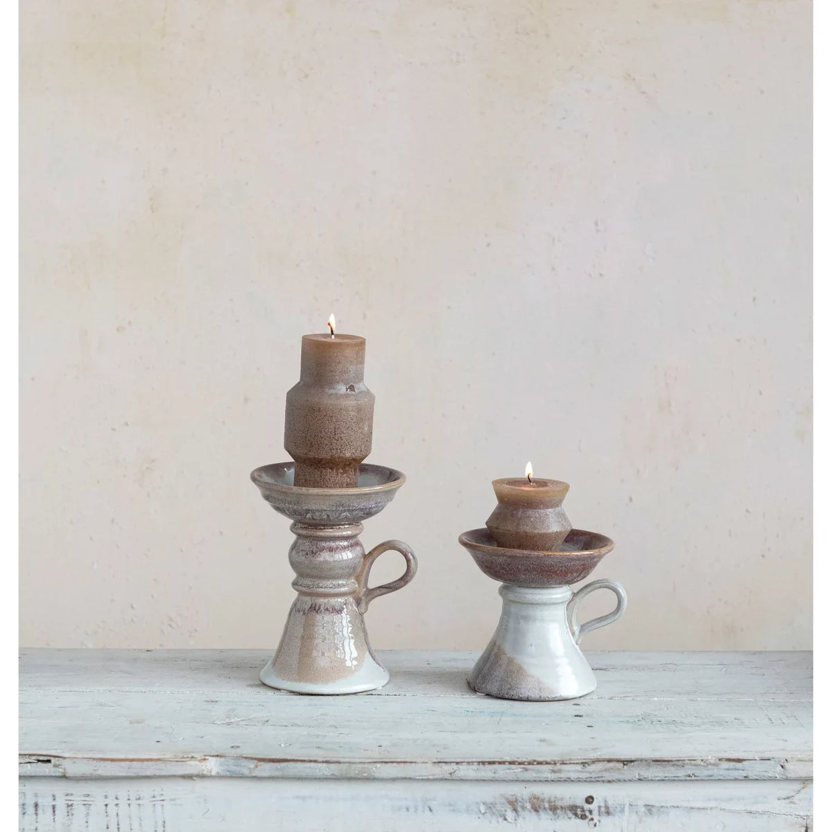 7" Stoneware Pillar Holder