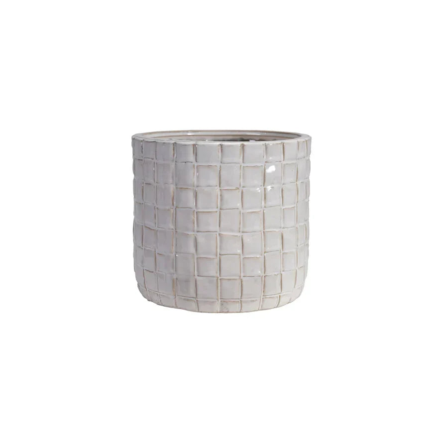 Round Planter with Woven Pattern