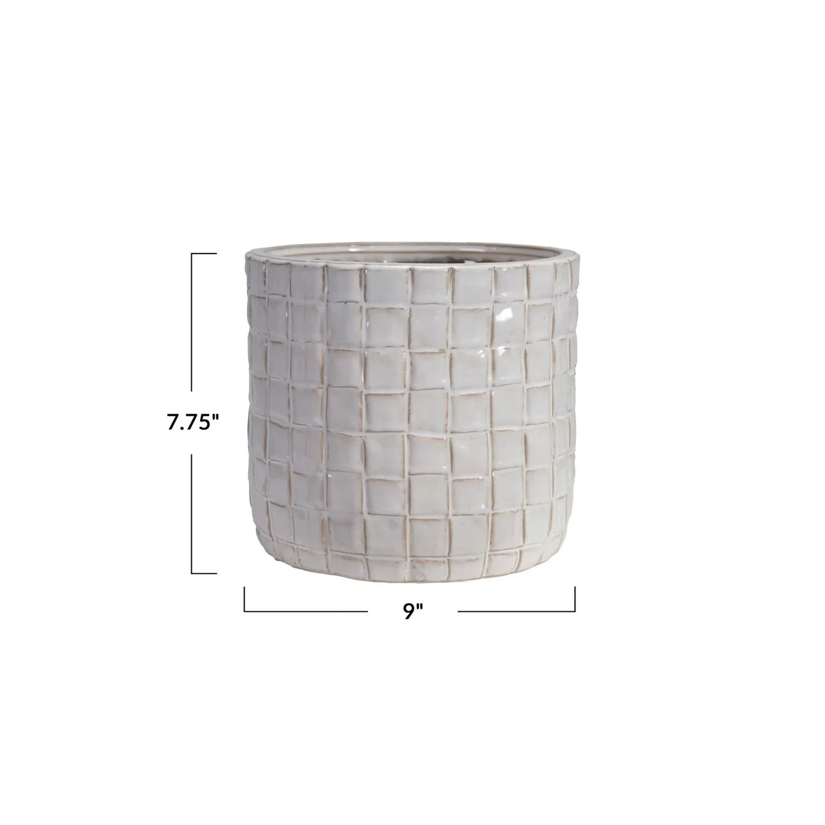 Round Planter with Woven Pattern