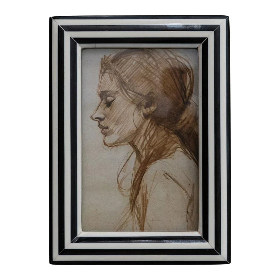 Striped Photo Frame, Black & White